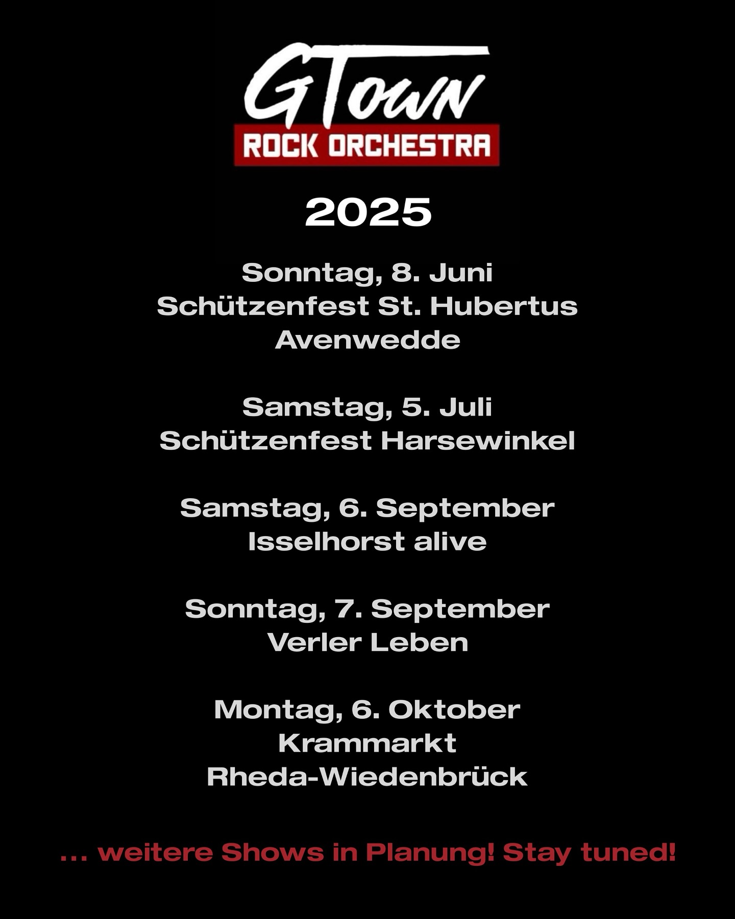 🎉 Hier die ersten Termine des Jahres 🎉  … und ihr könnt euch auf weitere Highlights freuen 🤗🤫🤟🏼  #gtownrockorchestra #livemusic #bigbandmeetsrock #gütersloh #owl #gigs2025 #covermusicatitsfinest