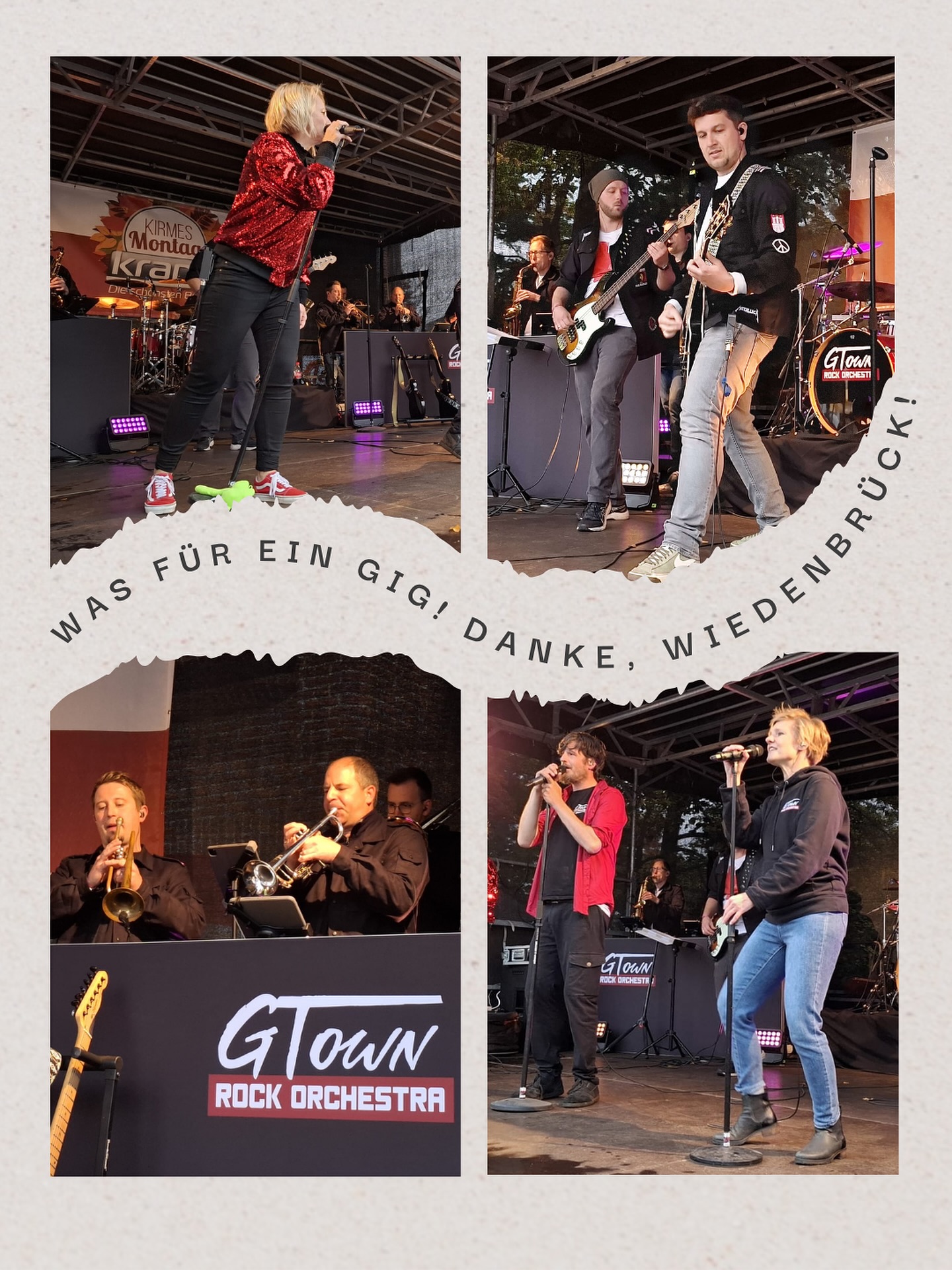 Wir wurden vorgewarnt – und es hat sich absolut bewahrheitet: Wiedenbrück lässt sich auch an einem regnerischen Montag nicht vom Feiern abhalten! 🙌  Was war das denn bitte?! Ihr habt getanzt, gesungen und gefeiert, als gäbe es kein Morgen – und das bei echtem Schietwetter! 🌧️🔥  Da fragt man sich nur: Was passiert erst, wenn’s trocken bleibt? 😄  Unser erster Gig in Wiedenbrück war einfach rundum gelungen – danke euch für die mega Stimmung! 💥  Ein riesiges Danke auch an @krane_eyewear und alle Mitwirkenden. Wir kommen gern wieder! 😜❤️  #gtownrockorchestra #LiveMusic #Wiedenbrück #Danke #FeiernImRegen #kraneeyewear #Krammarkt